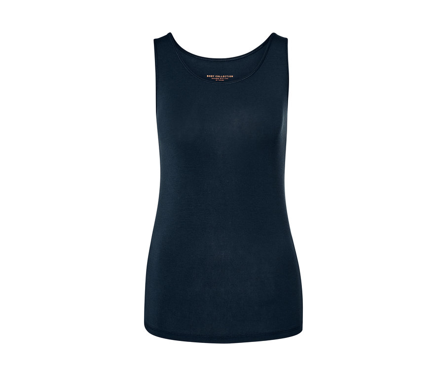 Sötétkék, selyemmel kevert női trikó.