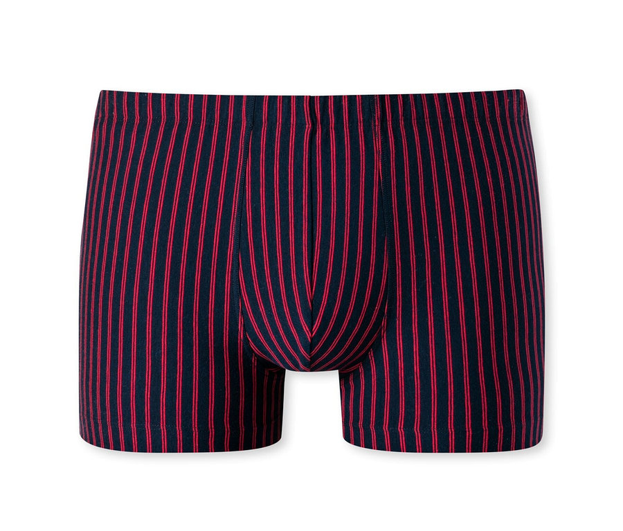 A piros, függőlegesen csíkos SCHIESSER boxeralsó biopamutból készült.