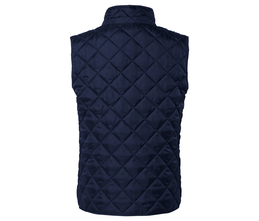 Sötétkék, steppelt mellény.