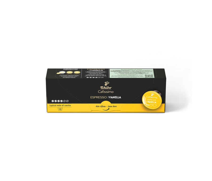 Egy csomag Cafissimo Flavoured Espresso – Vanilla – 10 db kávékapszula.