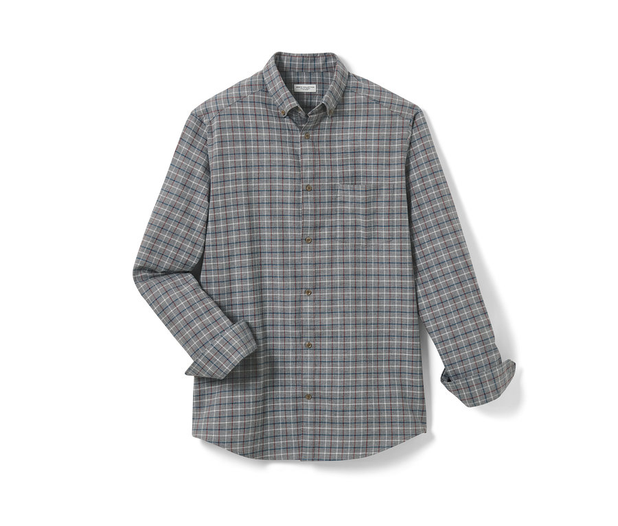 Szürke, kockás flaneling hosszú ujjakkal.
