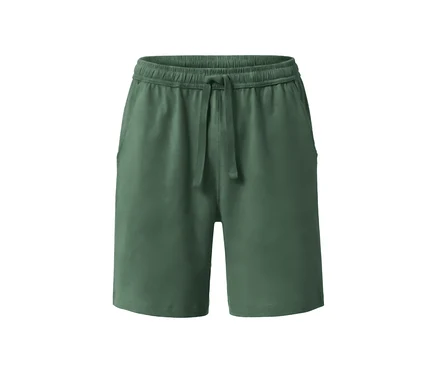 Zöld, húzózsinóros férfi jersey rövidnadrág.