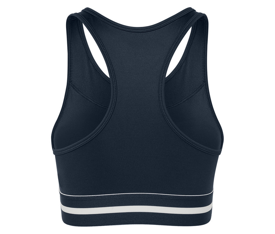 Hátulnézet a kék »Crop Top« sportmelltartóról.