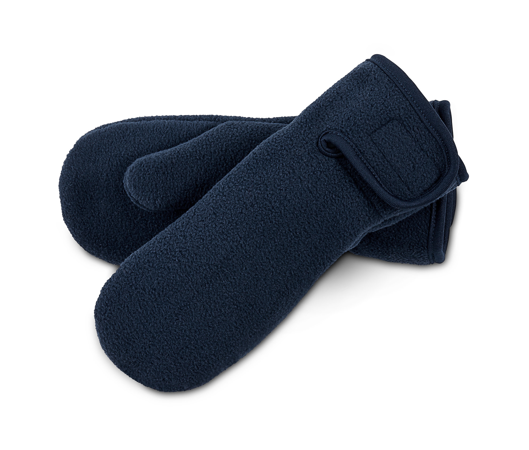 Két sötétkék gyerek egyujjas kesztyű fehér alapon.