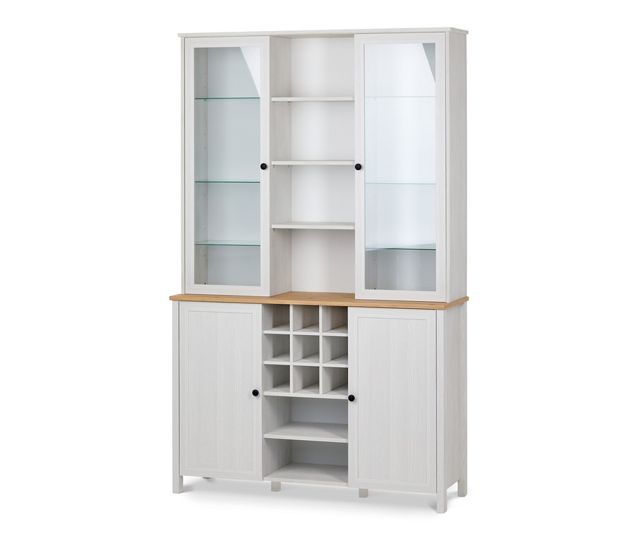 Vitrines tálalószekrény, bézs.