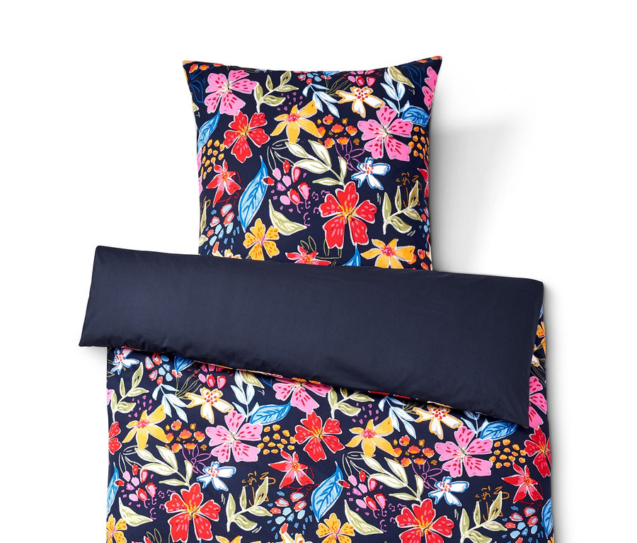 Virágos perkál ágynemű, normál méret.