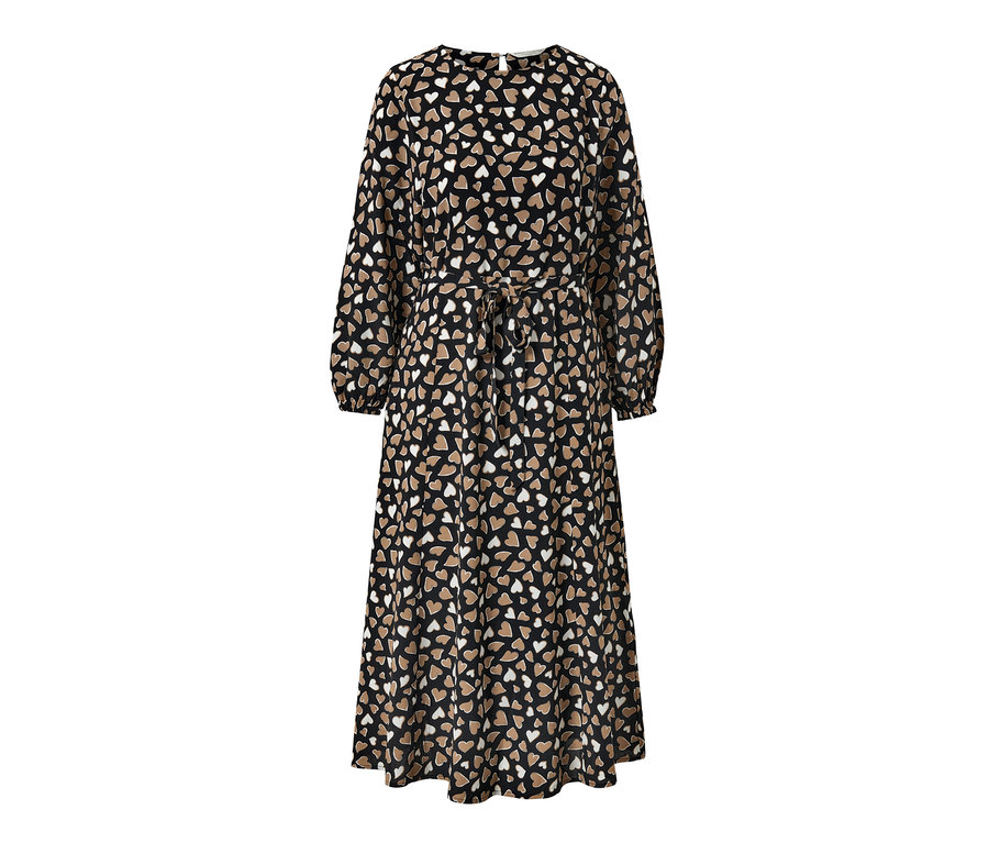 Szívmintás, nyomott mintás, fekete ruha.