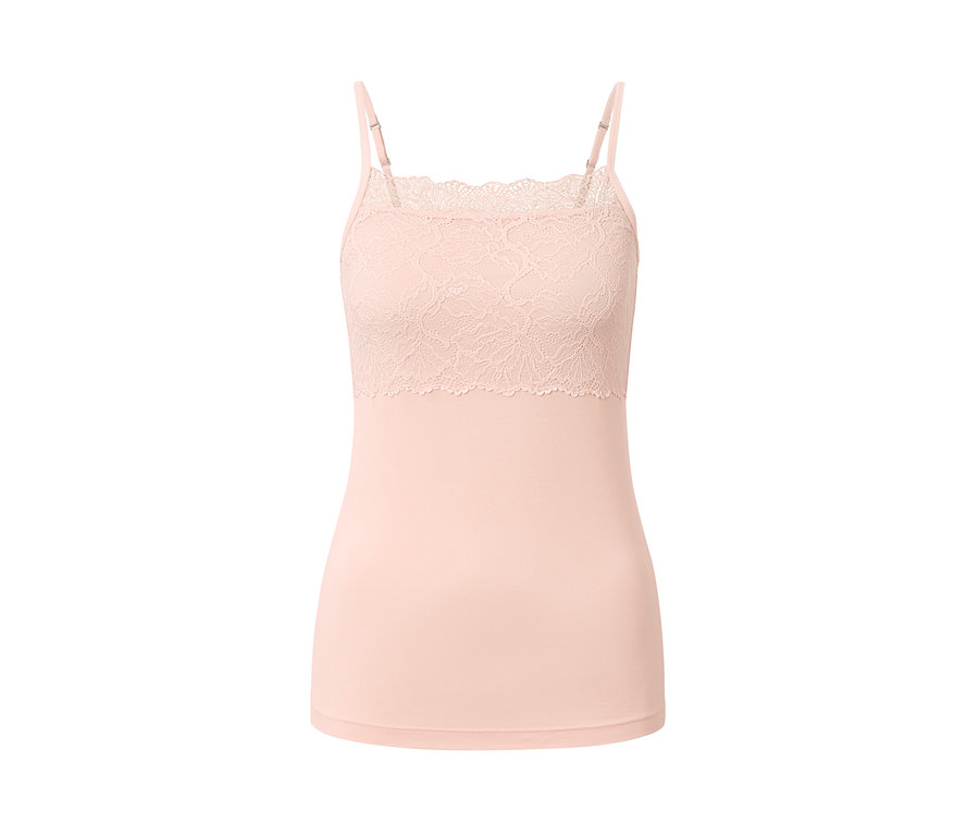 Rózsaszín, csipkés női trikó.