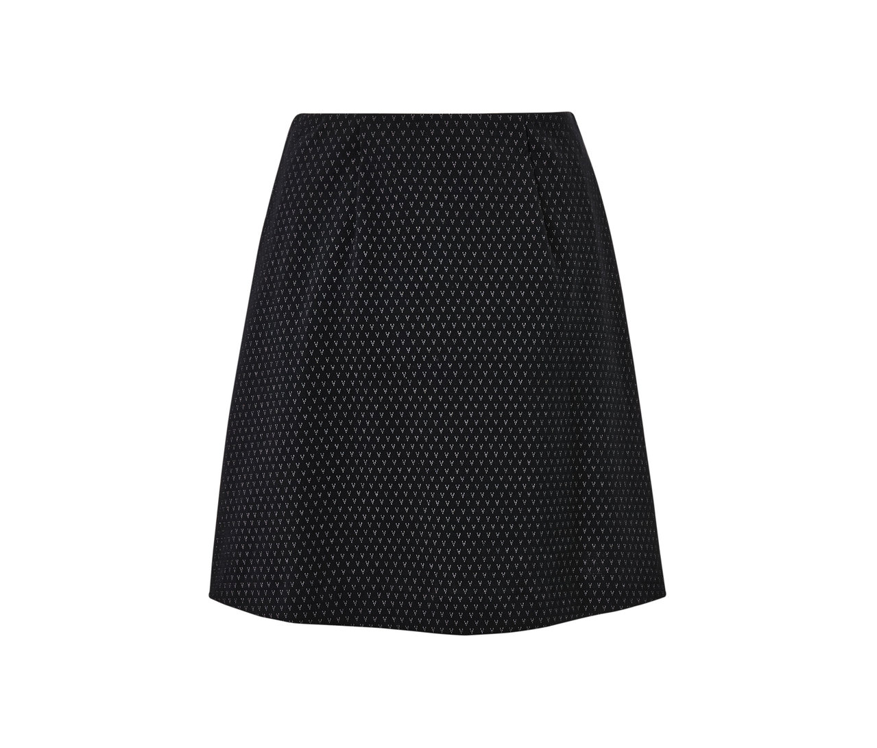 Egy fekete, csillogó jacquard szoknya.