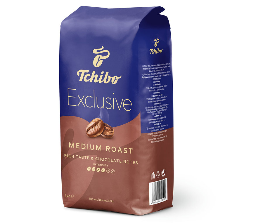 Tchibo Exclusive Medium Roast kávébab csomag.