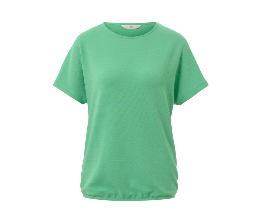 Zöld, rövid ujjú női pólóblúz.