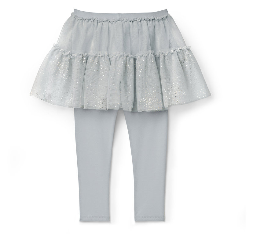 Világoskék leggings világoskék, fodros tüllszoknyával.
