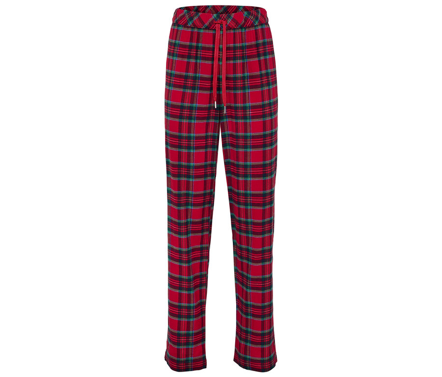 Piros kockás nadrág piros húzózsinórral.