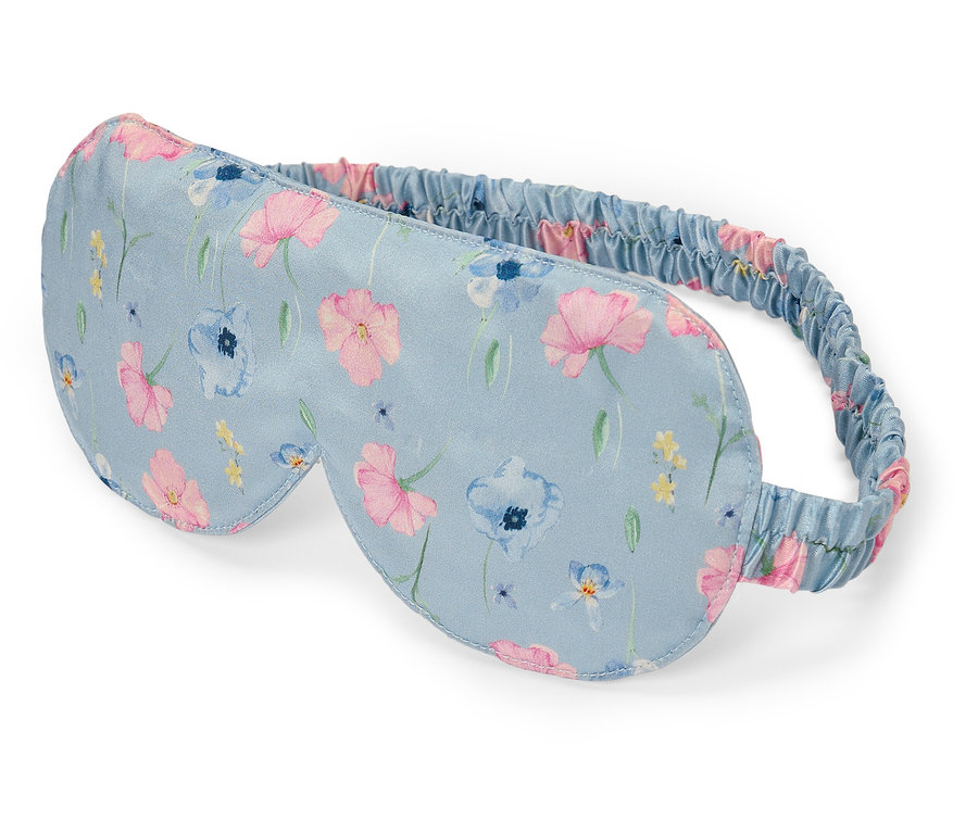 Virágmintás világoskék alvómaszk.