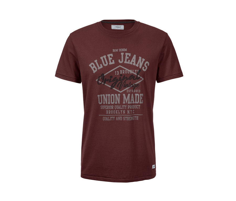 Barna póló szürke Blue Jeans nyomtatással.