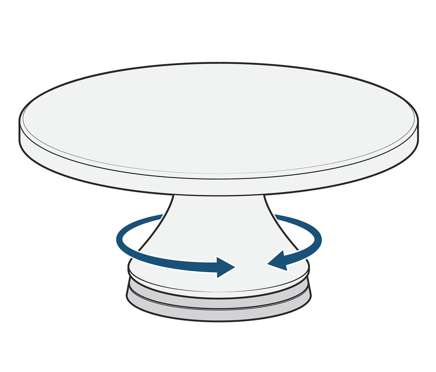 Forgatható tortatartó talp.