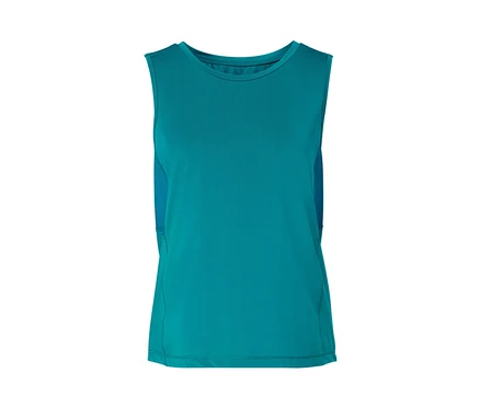 Türkiz, hálós betoldású női sporttop.