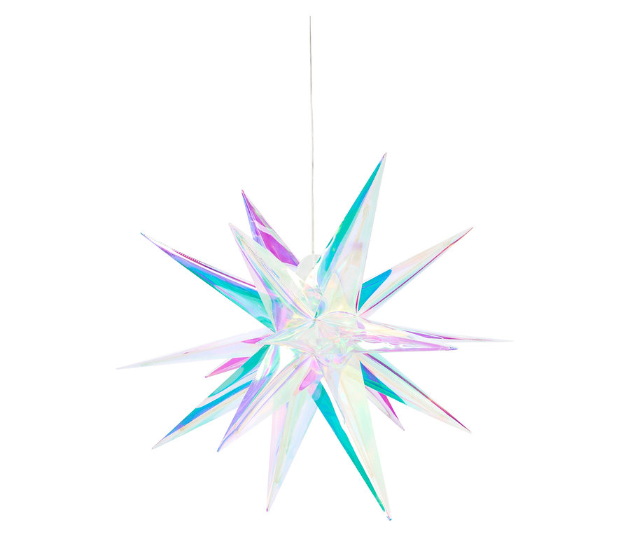 Lógó holografikus csillag lila, kék és zöld csúcsokkal.