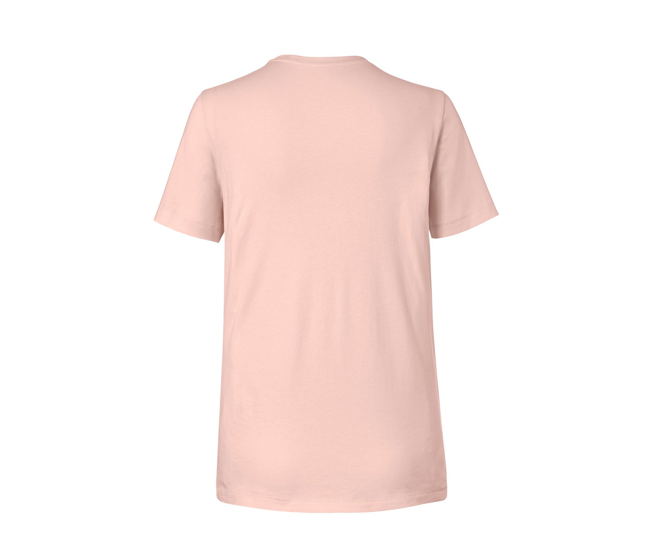 Hátulnézet egy rózsaszín Basic pólóról.