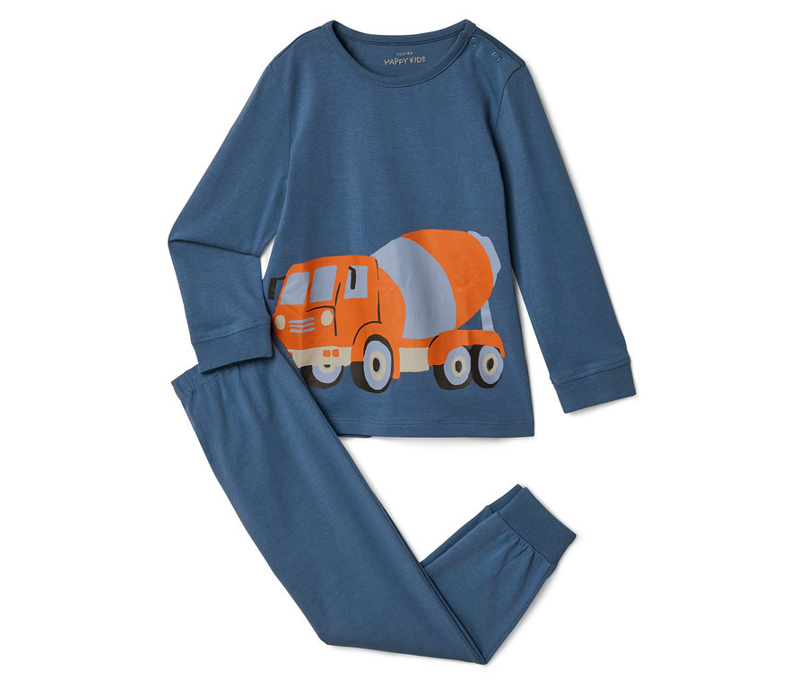 Kék pizsama betonkeverő mintával.