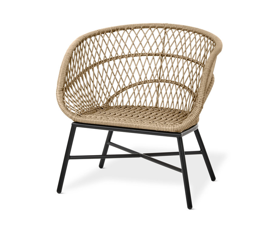 Polyrattan kerti fotel fekete lábakkal.