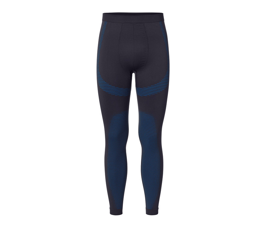 Férfi antracit színű seamless funkcionális aláöltözet kék részletekkel.