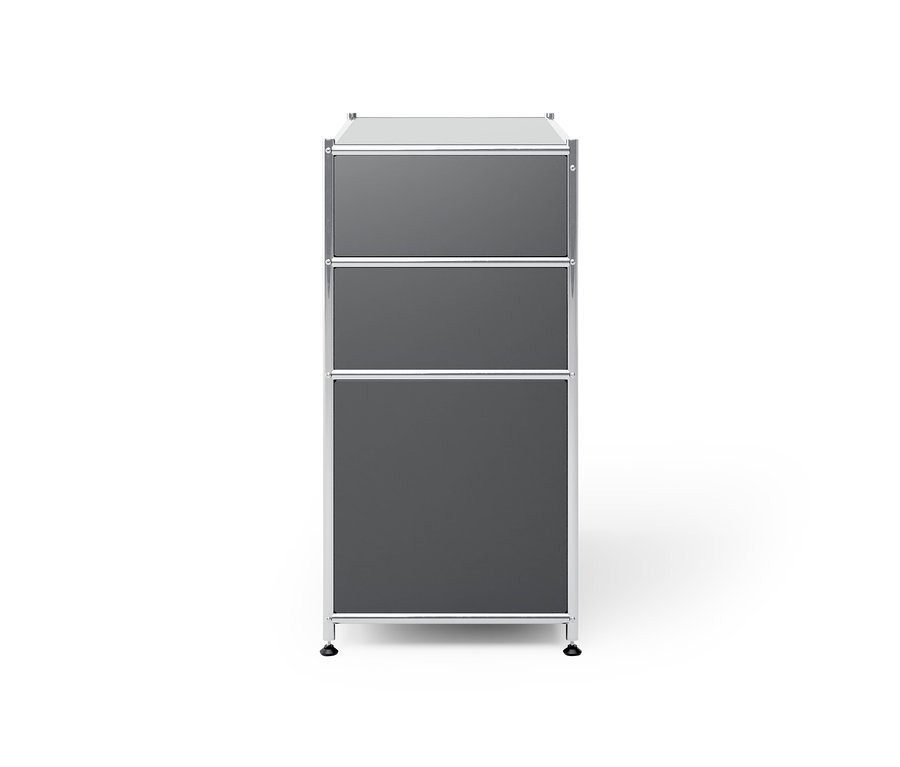 Szürke »CN3« fém komód 3 fiókkal.