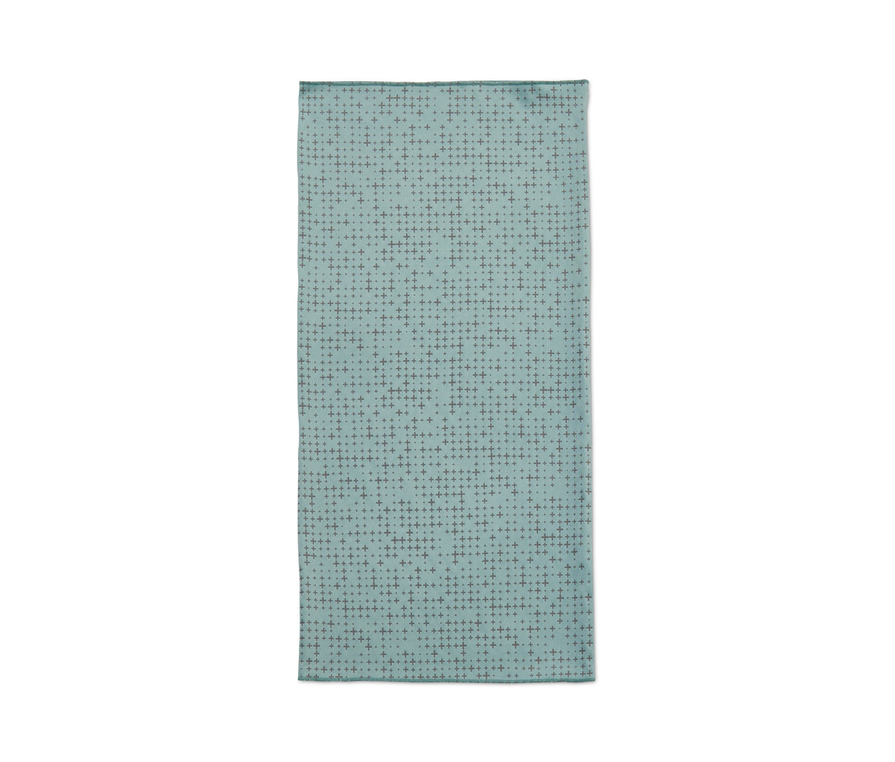 Kék, keresztekkel mintázott multifunkcionális kendő.