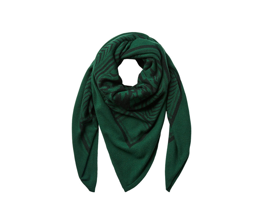 Zöld, mintás női sál.