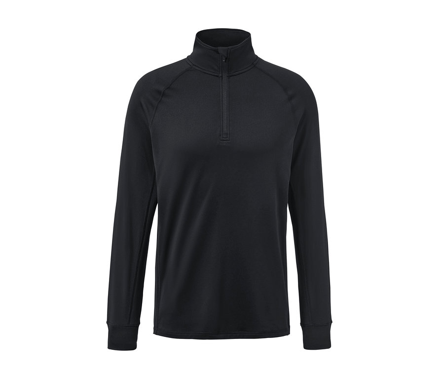 Fekete, hosszú ujjú, cipzáras nyakú funkcionális termofelső.