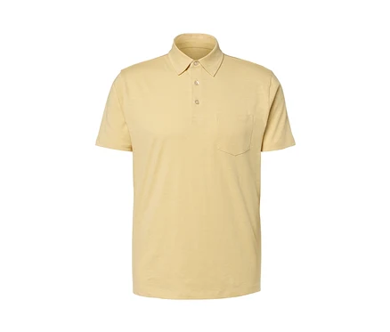 Sárga melírozott férfi jersey pólóing gombokkal és zsebbel.