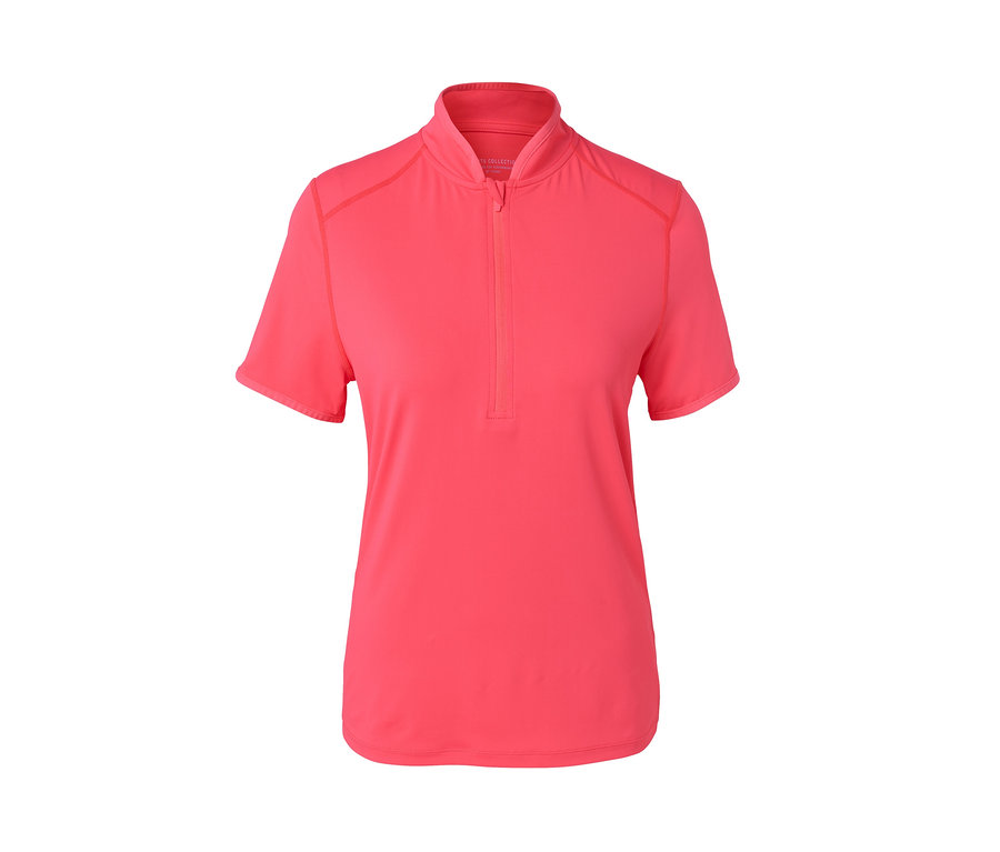 Rövid ujjú, pink kerékpáros póló.