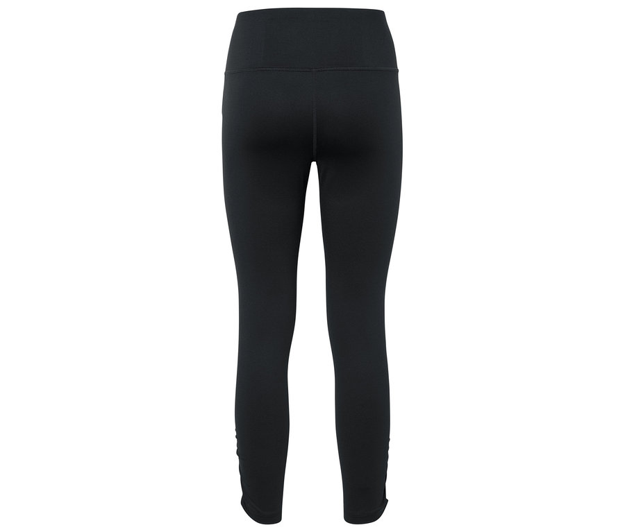 Fekete, magas derekú leggings, hátulnézetből.