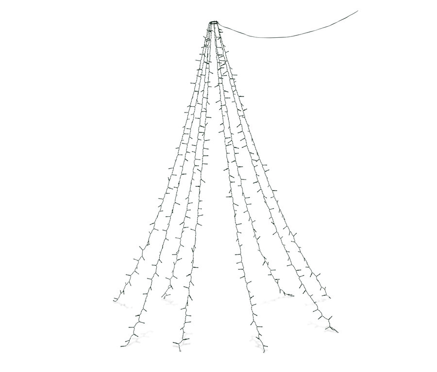 Egy LED-es karácsonyfa égősor lóg lefelé.