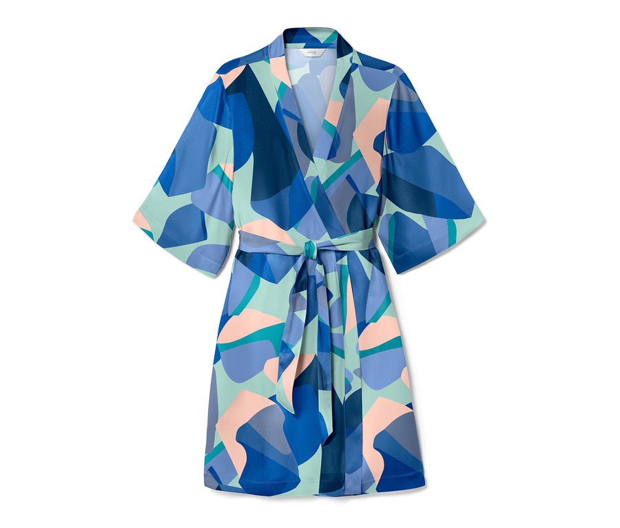 Mintás, kék női kimonó.