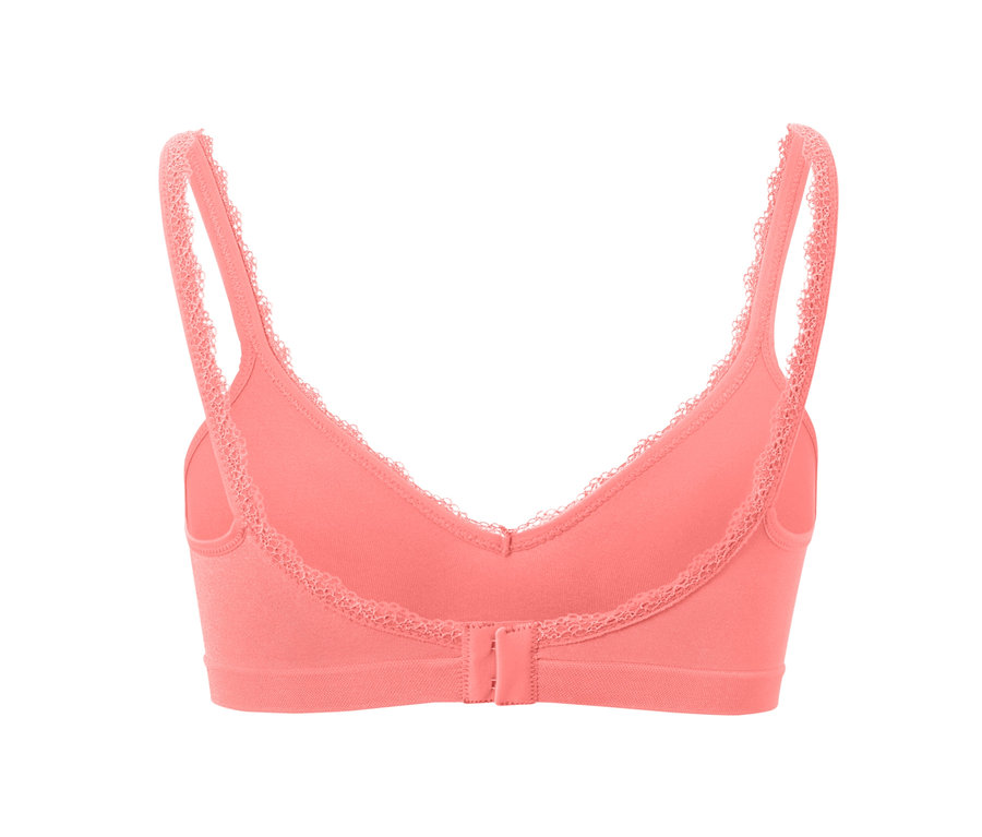 A papaya színű, női, seamless, puha melltartó részletes hátulnézete.