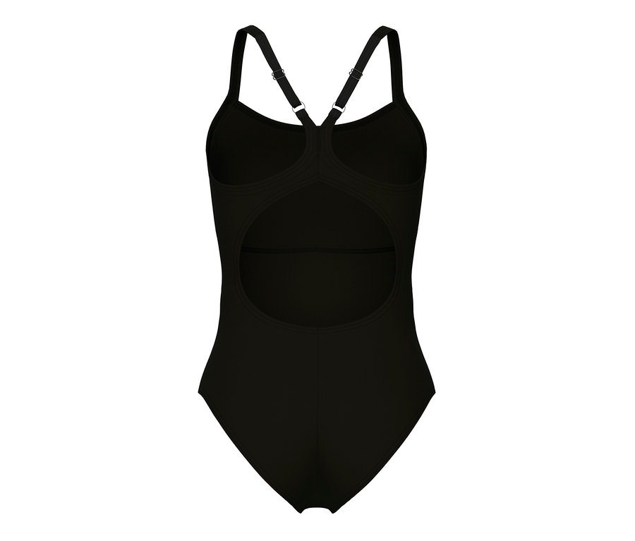 arena Feel márkájú Solid Lightdrop Back Bustier női fürdőruha, FEKETE-FEKETE.