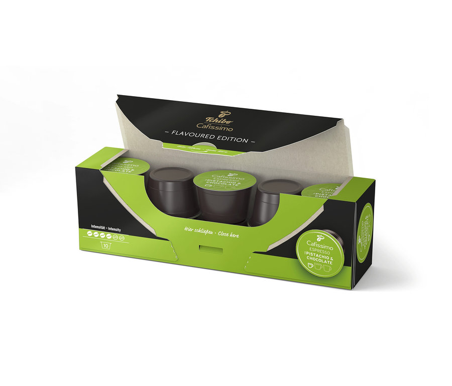 Egy csomag Cafissimo Flavoured Espresso - Pistachio & Chocolate kapszula.