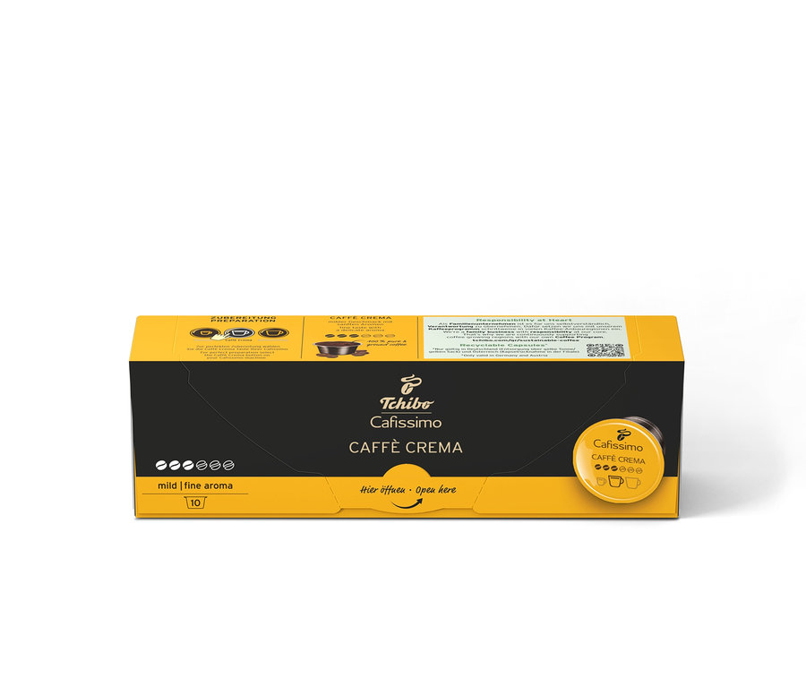 Cafissimo Caffè Crema mild kávékapszula csomag tíz kapszulával.