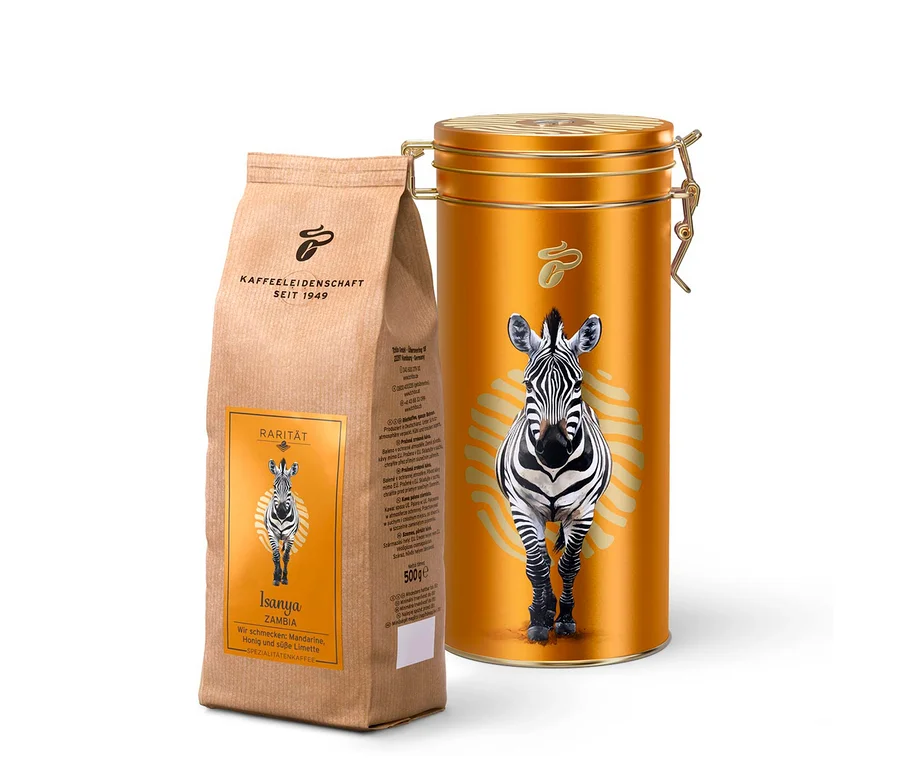 Csomag és doboz Isanya Zambia 500 g kávébab.