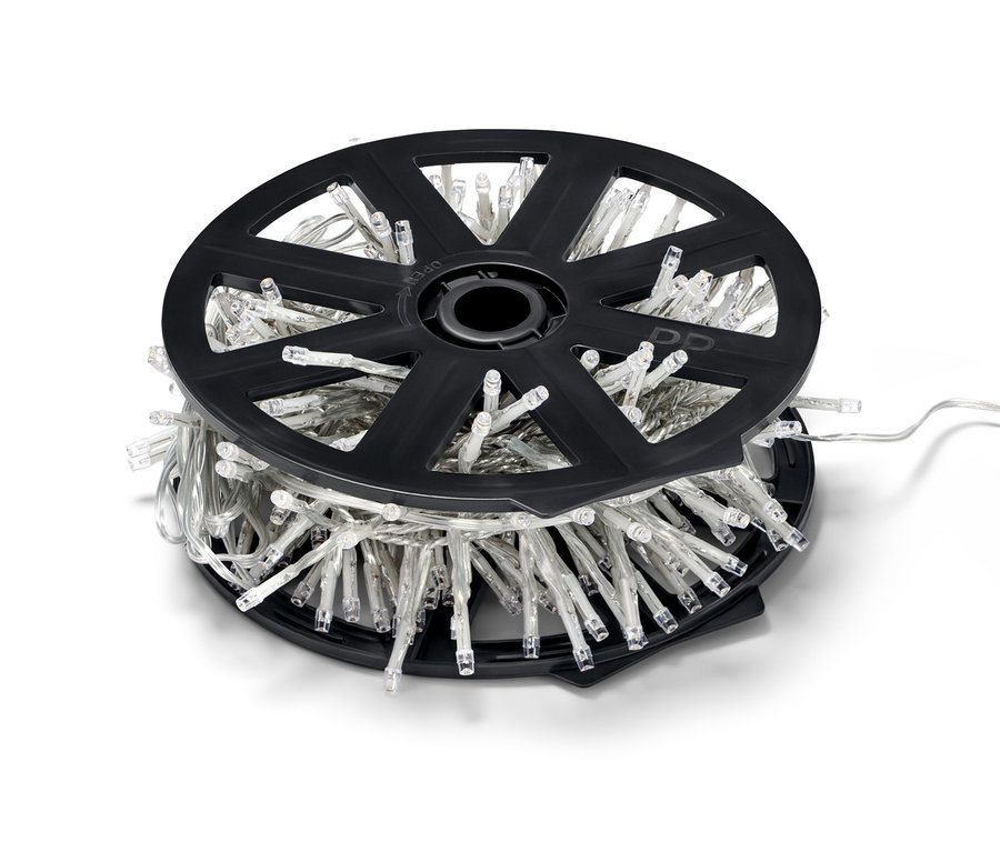 LED-es kültéri égősor 280 LED-del, fekete tekercsen.
