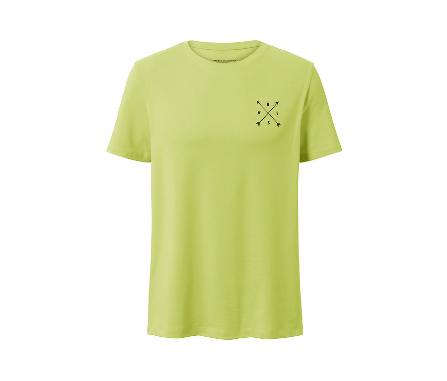 Világoszöld, rövid ujjú funkcionális felső, iránytű mintával.