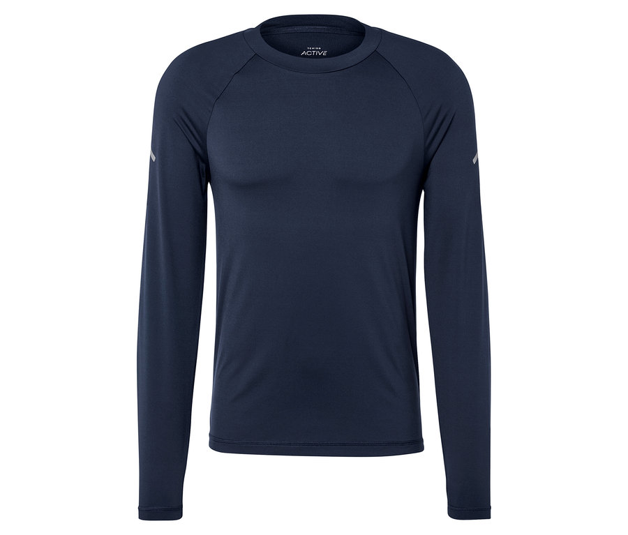 Sötétkék hosszú ujjú póló.