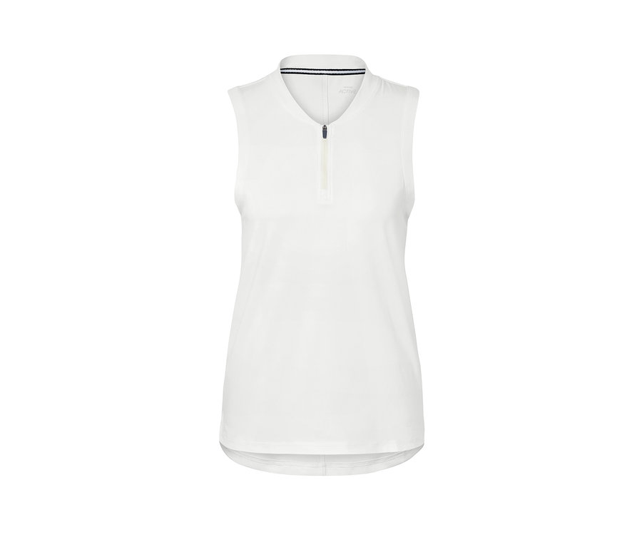 Fehér funkcionális top rövid cipzárral.