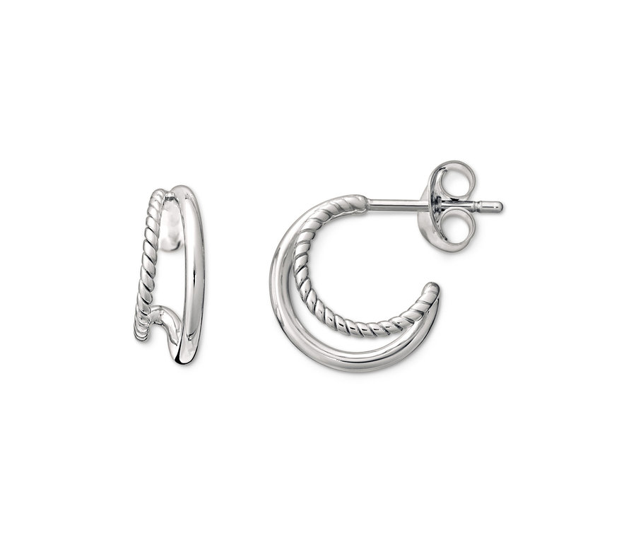 Két pár dupla, ródiummal bevont 925-ös ezüst karikafülbevaló.