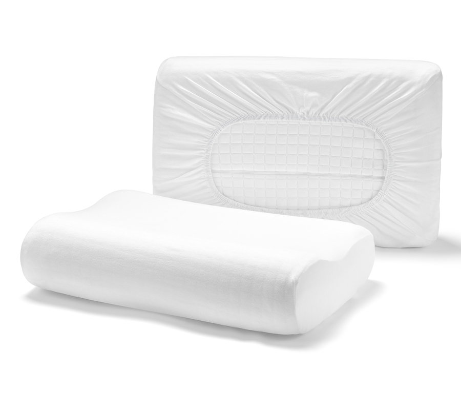 Két fehér gumis jersey párnahuzat.