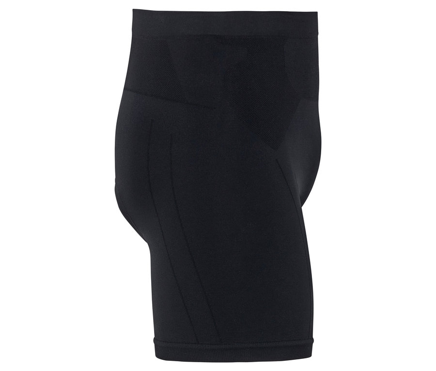 Fekete, rövid kerékpáros nadrág fehér háttéren.