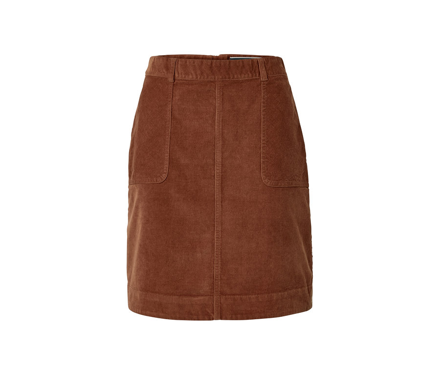 Egy barna kordbársony szoknya.