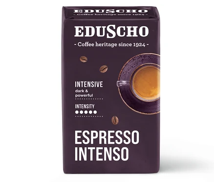 Eduscho Espresso Intenso - 250g őrölt, pörkölt kávé csomagolása.
