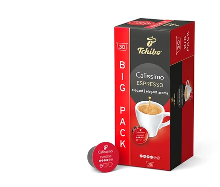 Egy csomag Cafissimo Espresso elegant, 30 kapszulával.